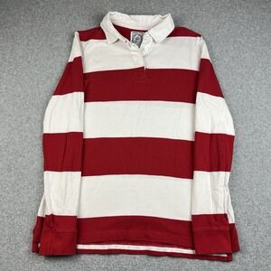 Vintage Lands End Rugby Shirt Mens Small Striped Red White Skater Preppy Y2K